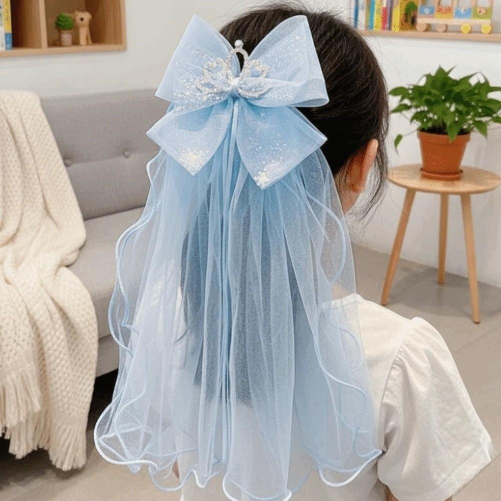 Bow Veil Hair Clip Mesh Bridal Tulle Creative Girls Head Gauze Photo Props