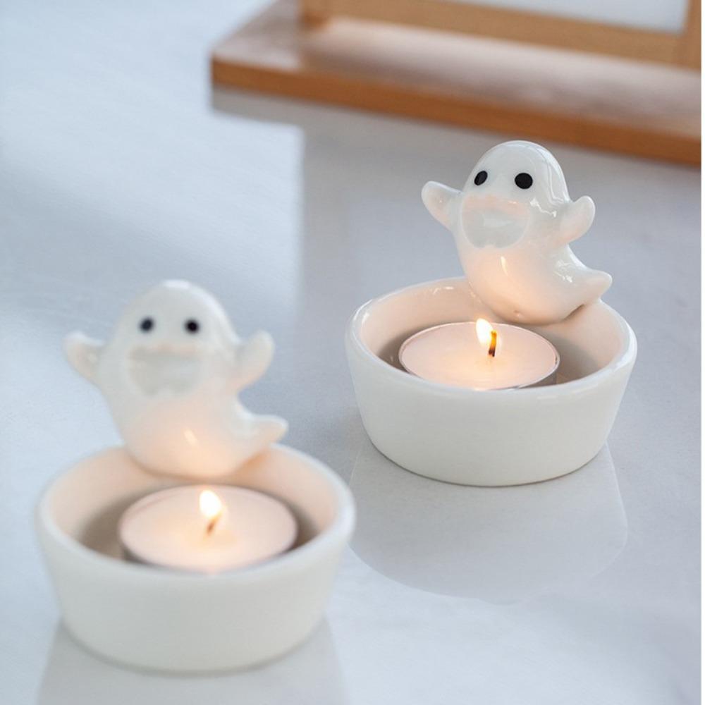 

Scented Light Holder Tealight Candlestick Stand Ceramic Ghost Figurines