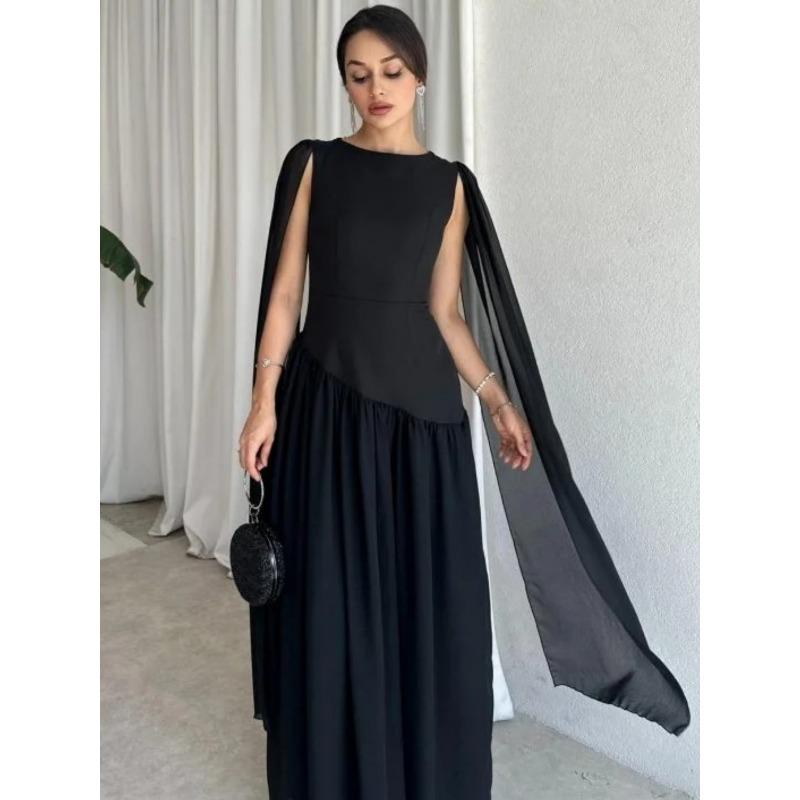 Women's Long Dress Fashion Temperament French Dress Sleeveless Dress