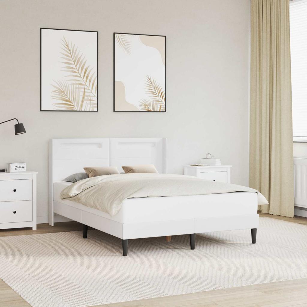 Bed Frame with LED Light Strips White 120 x 190 cm Faux Leather