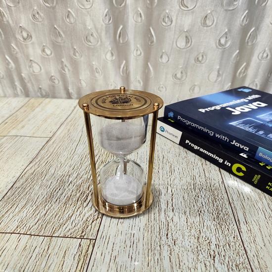 15.24 Cm Engraved Brass Sand Timer 5-Minute Hourglass Union Soul Gift Wedding, Thanksgiving, Christmas, Table Top, Home, Office Decor