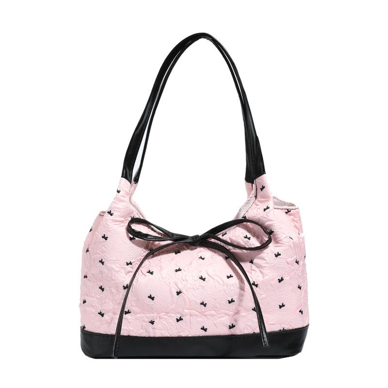 

large-capacity new polka dot fashion commuter bow large-capacity portable underarm shoulder bag women рожевий