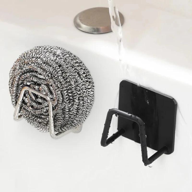 1-10pcs Kitchen Stainless Steel Sponge Holder Sink Self Adhesive Drain Drying Rack Household Wall Hooks Kitchen Accessories