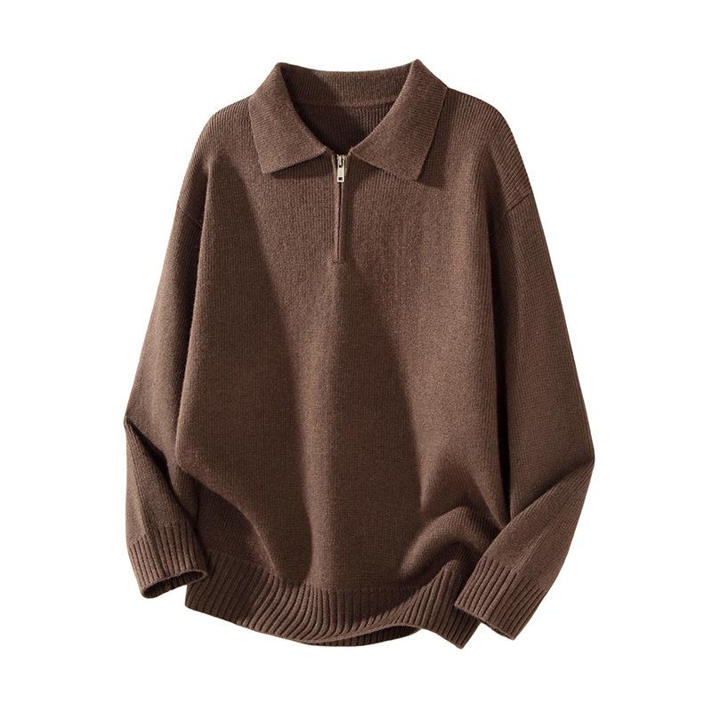 Mu Yuan Unisex American Cleanfit Polo Collar Sweater - Casual, Loose, Versatile Knitwear for Men