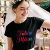 French Girl Bachelorette EVJF Party T-Shirts Future Bride Team Rainbow Gradient Graphic Short Sleeve Tees for Bridal Shower