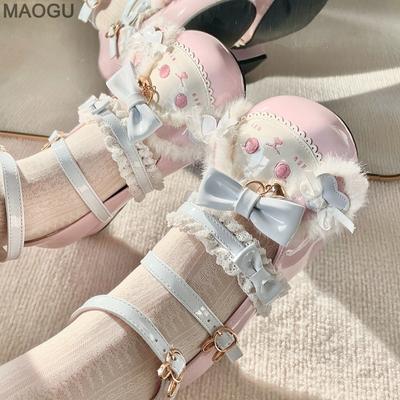 Cute Sweet Lolita Shoes for Women Japanese Style Bowknot Round Toe Mary Jane Shoes Lovely Low-heel Pumps Size35-40 Zapatos Mujer