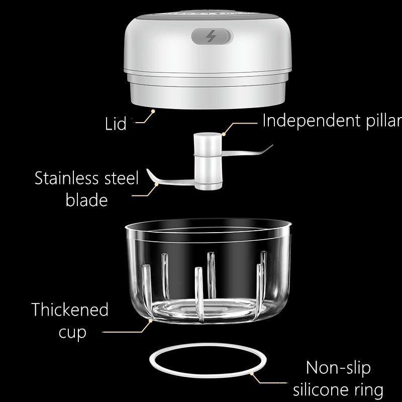 100/250mL Mini Electric Garlic Chopper USB Charging Ginger Masher Machine Sturdy Durable Chili Vegetable Crusher Kitchen Tool