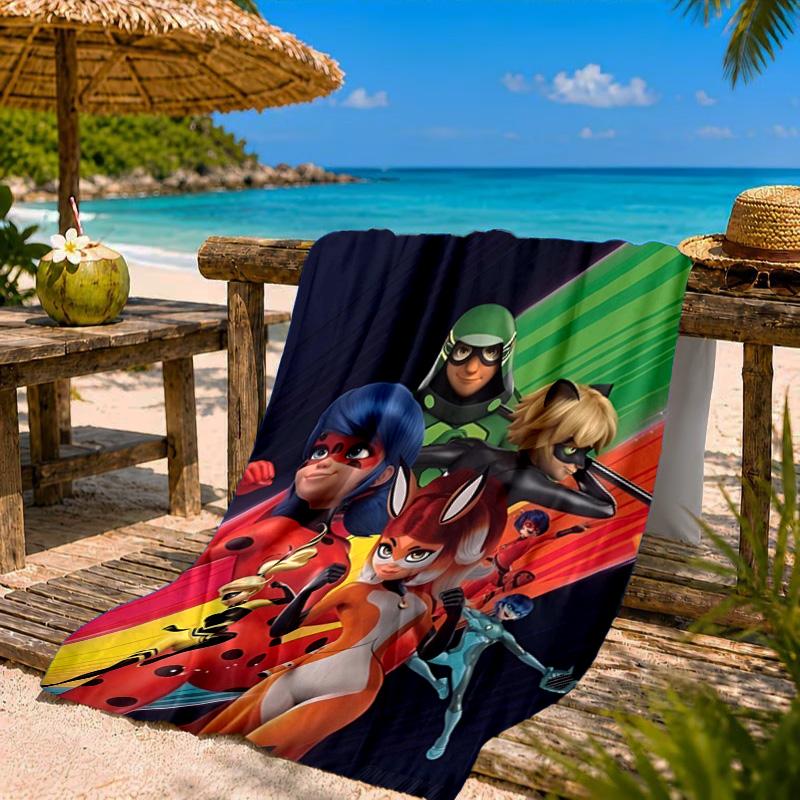 Ladybug Characters Beach Towel Microfiber Beach Towel, Lightweight and Quick-Dry, for Summer Travel, Swimming Pool Fan Birthday Gift