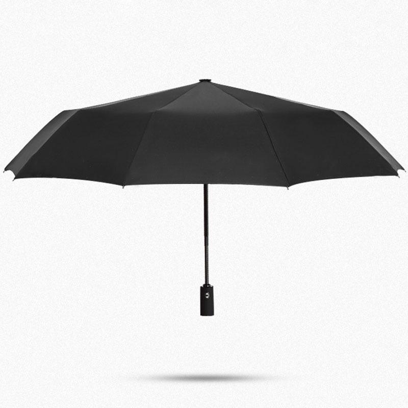 Windproof 10-Rib Double-Layer Folding Umbrella for Men and Women - Automatic, Sunscreen, Dual-Use.