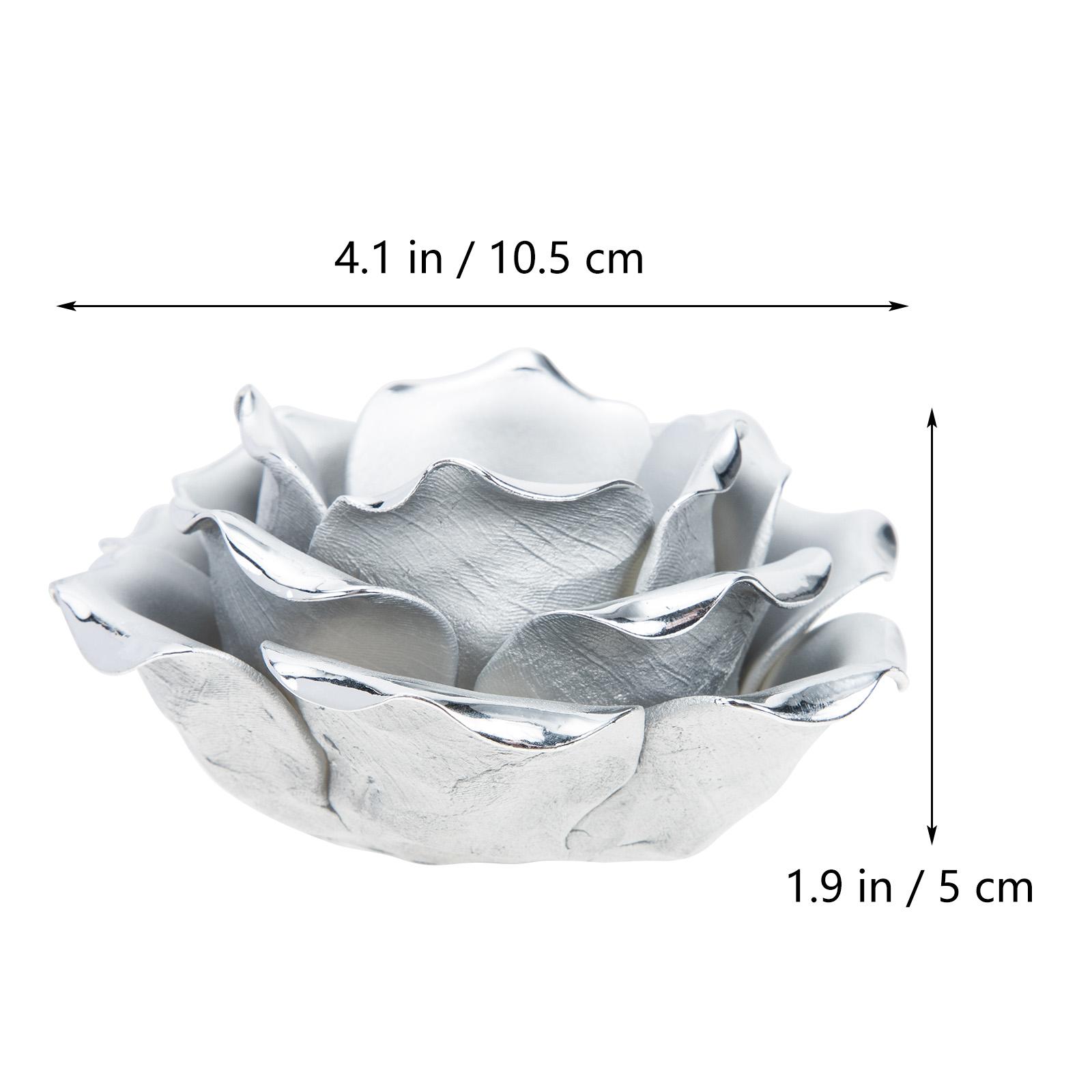 

Rose Holder Ceramic Flower Shaped Candlestick for Home Bar Restaurant Decor Warm Light Ambience Table Container срібний