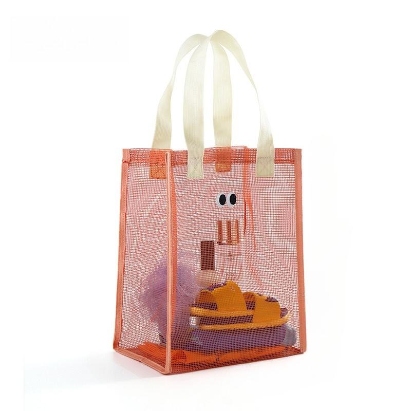 Cartoon Big Eyes Beach Storage Travel Mesh Handbag Multifunctional Large Capacity Pouch Cosmetic Bag Portable Wash Bag Swim