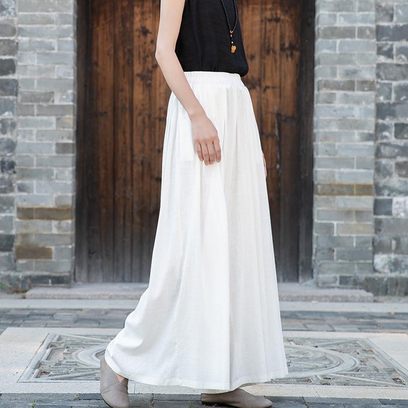 

Women s Lightweight Cotton-Linen Wide-Leg Pants for Yoga and Meditation One Size білий