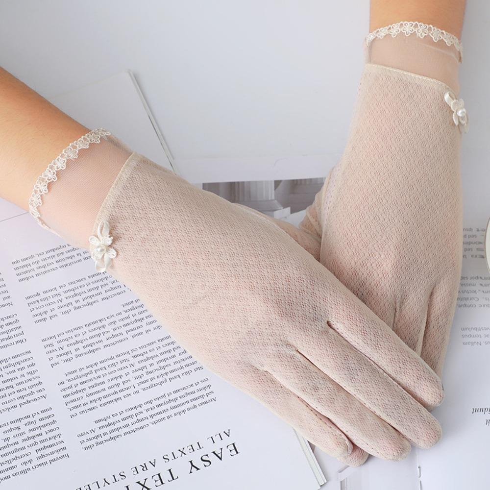 

Breathable Female Sunscreen Gloves Full Finger Cycling Gloves Fashion Ice Silk Gloves Summer