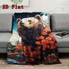 Brown bear illustration 2D Flat Pattern Flannel Blanket High quality All Seasons Warmth and Comfort Perfect for Christmas Gifts.MMT0918607