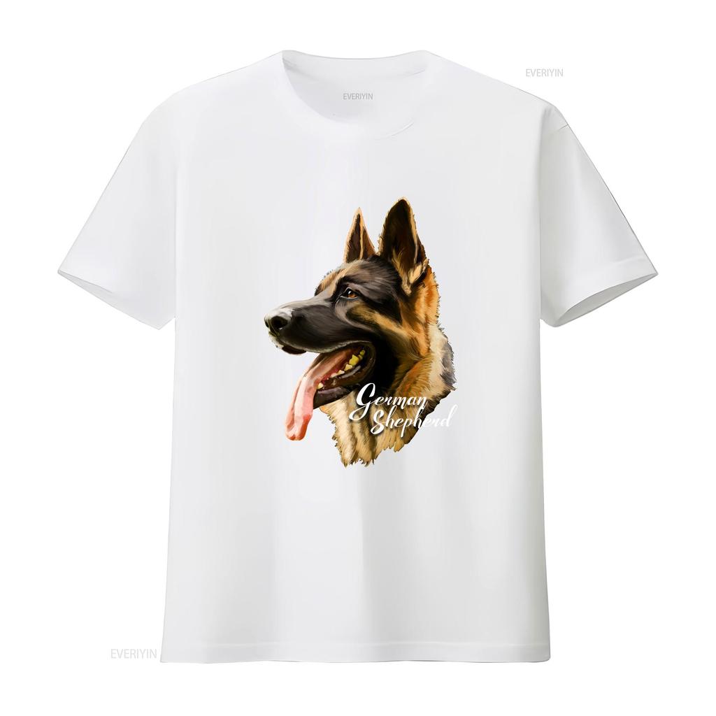 German Shepherd Sharp Dog T Shirt Dogs s Black vintage Washed Top For Everyday Wear fashion Versatile Stretched Breathable