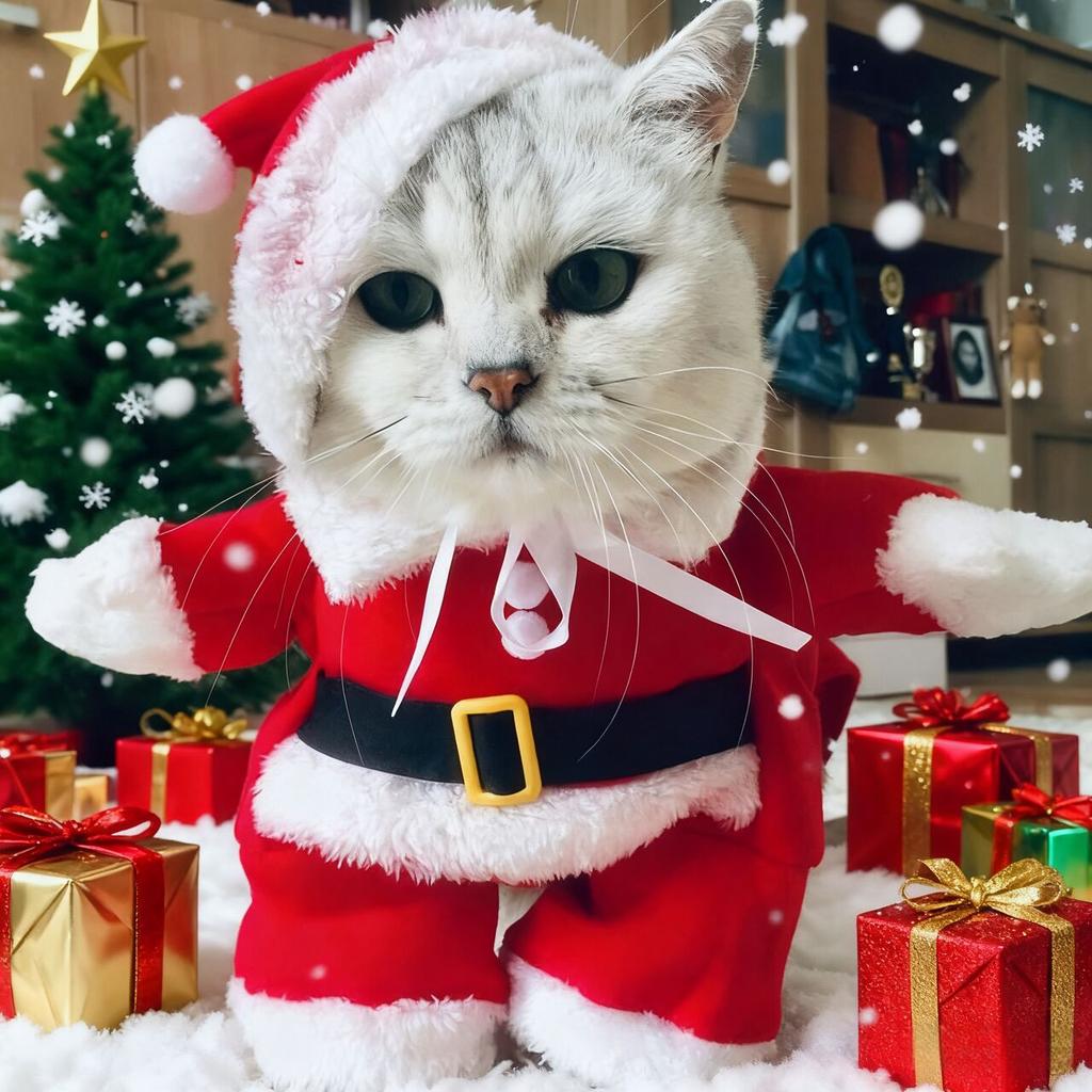Christmas Pet Costumes Cute Kitten Santa Claus Clothes For Small Medium Dogs Cats Holiday Party Dress Up Apparel Sphynx Outfits