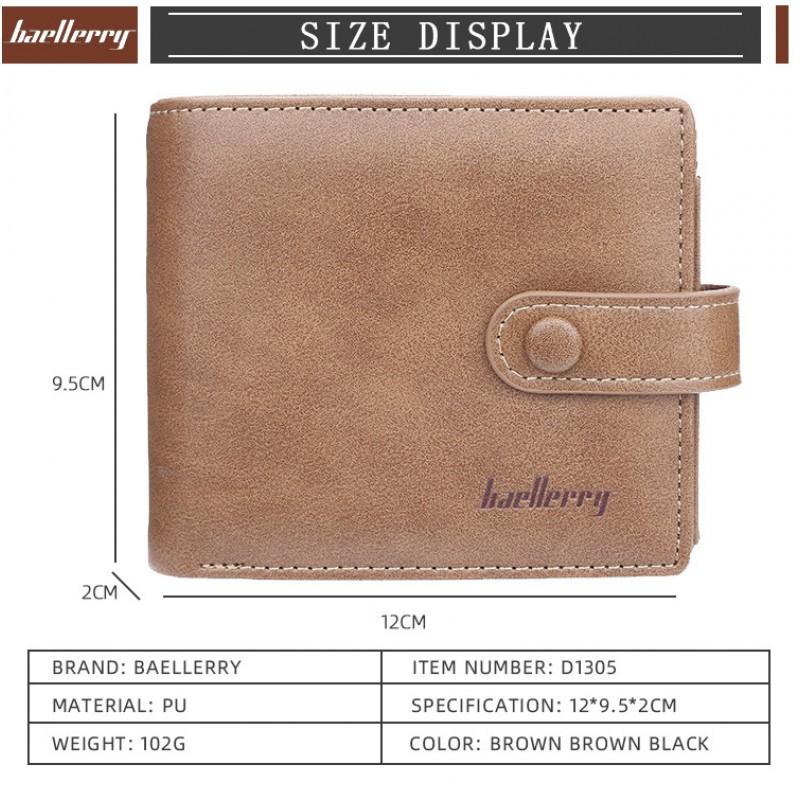 Wallet Men's Short Korean Version Multi Slot Buckle Solid Color Retro Ticket Holder