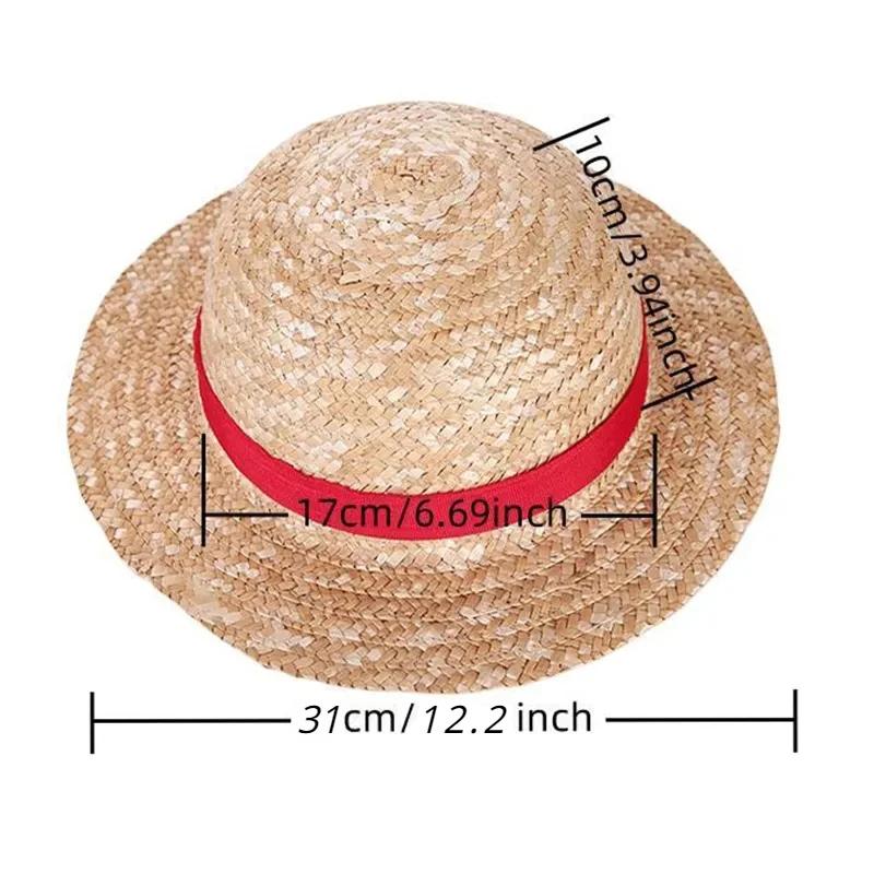 Luffy Straw Hat Anime Cosplay Prop Hat Role Play Performance Summer Beach Accessories Adult Unisex Sunshade Hat Halloween Gift