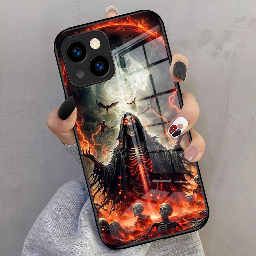 S-Skull S-Skeleton Grim Reaper Phone Case For IPhone 17 Pro Max 16 15 14 Pro Max 13 11 X Xs Xr 8 7Plus Glass Cover