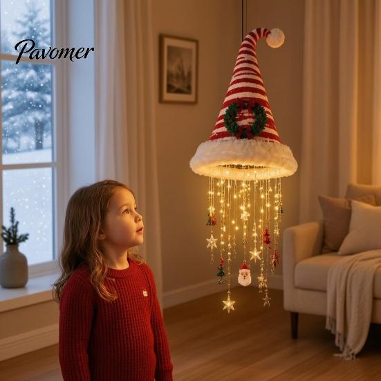 Šventinės Atmosferos Dekoracijų Rinkinys Šviečianti Kalėdų Senelio Kepurė Kabantis Šviestuvas „Pasidaryk Pats“ Rinkinys, Šiltų LED Kalėdinių Girliandų Rinkinys Pakabukas su Žvaigždės Kutais,