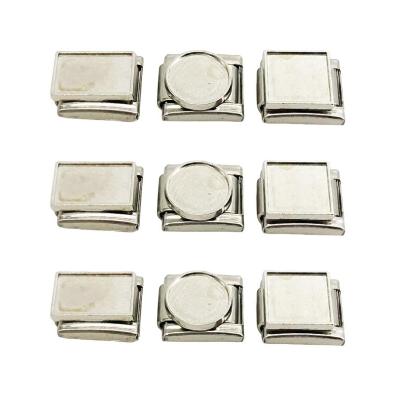 Pack of 9 Multifuntional Bracelet Band Link Tool Stainless Steel Blank Modular Connection Bracelet Charm for Jewelry