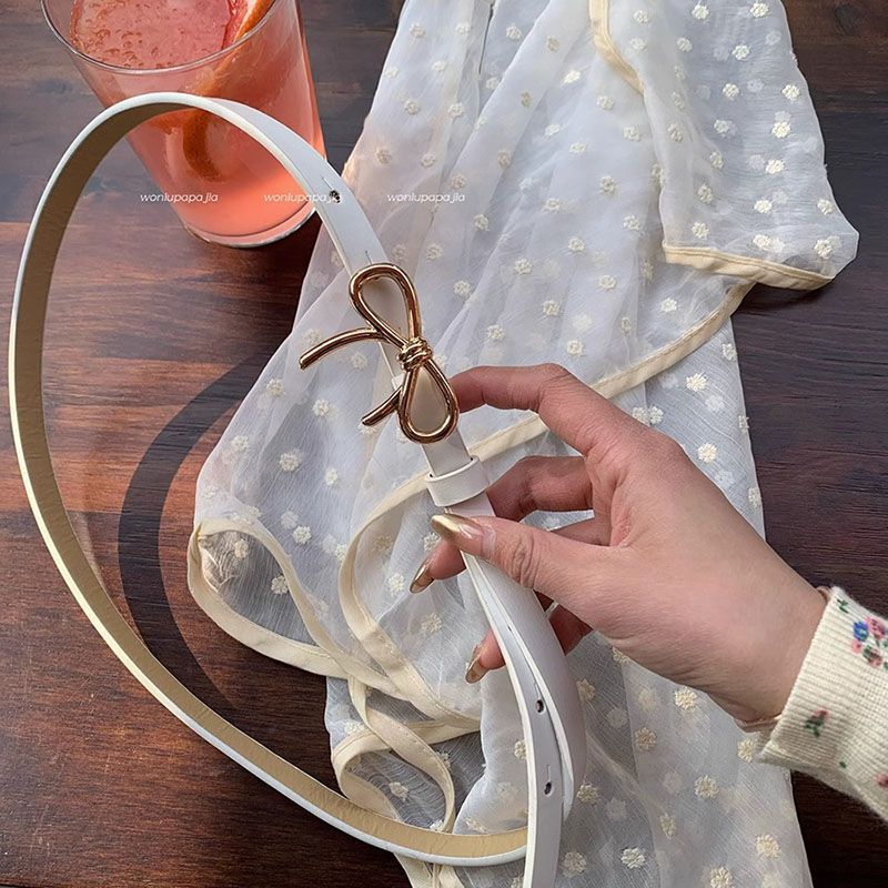 

Sophisticated Black Bowknot Waist Belt Fashionable Adjustable Design For Women Stylish YD189 White