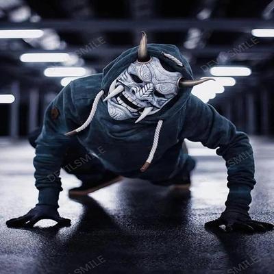 Fantasma giapponese Hannya Maschera per travestimento di Halloween Prajna Maschere a mezza faccia Samurai
