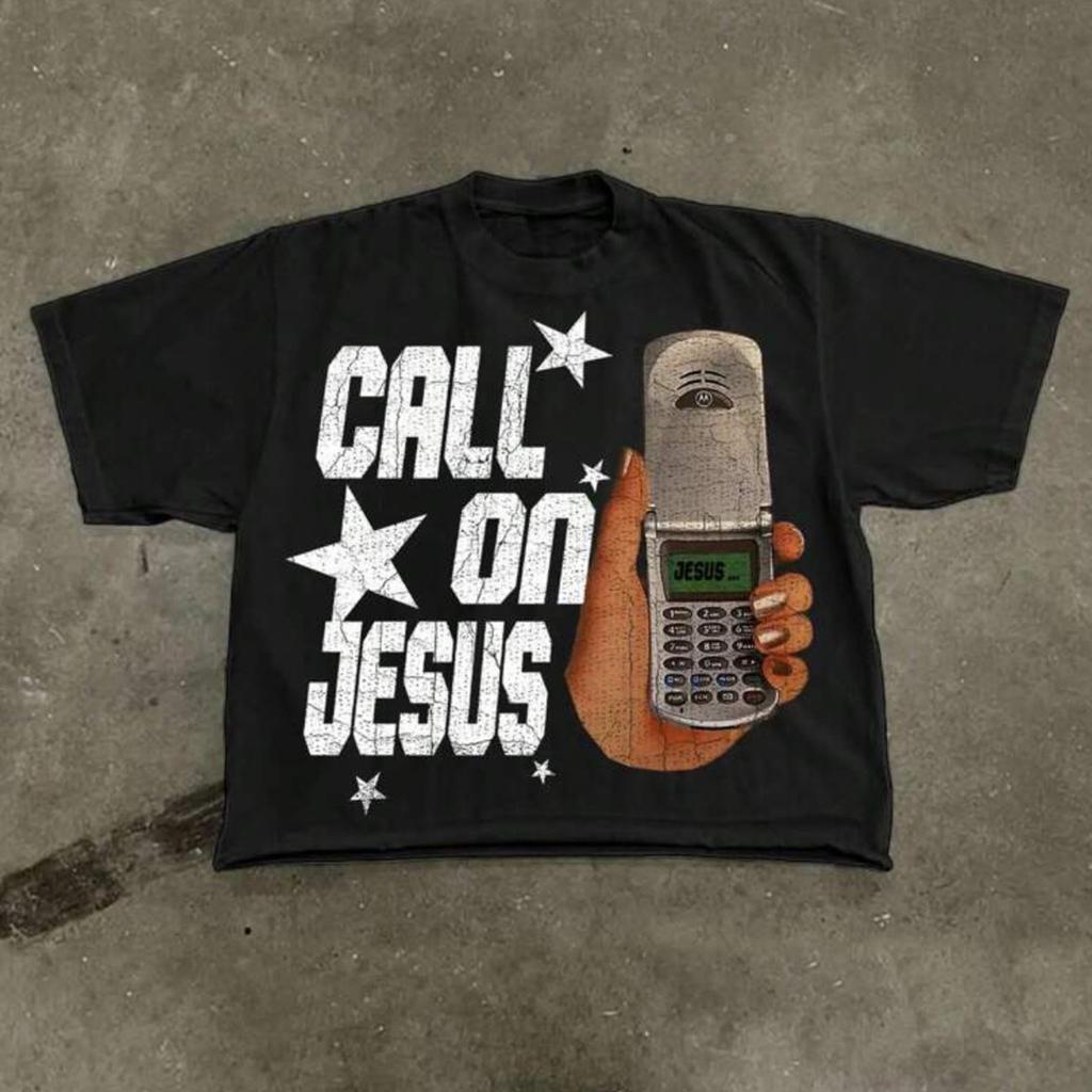 Y2K Style Directional Printing Cotton T-shirt Breathable 100% Pure Cotton Fabric Summer Street Style Short-sleeved T-shirt