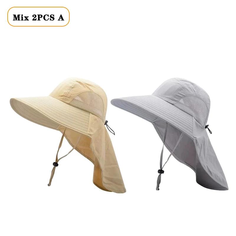 1/2/4PCS Summer Waterproof Fisherman HatOutdoor Hiking Fishing Sun Protection Hat Cycling Big Eave Neck Protection Sun Hat