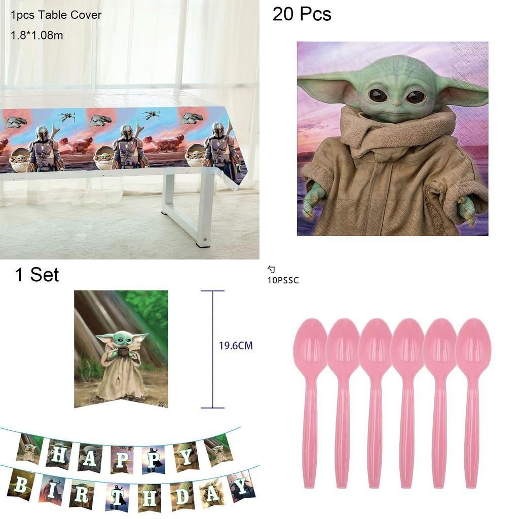 Yoda Temat Impreza Urodzinowa Dekoracje Zaopatrzenie Z Talerzami Kubkami Banerem Balonami**