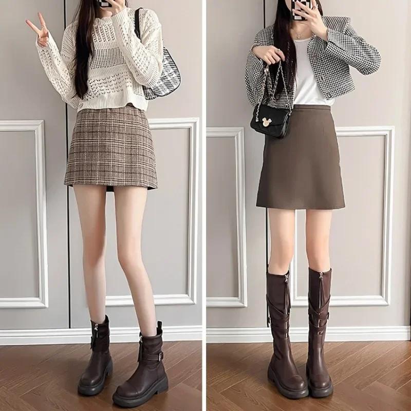 Maillard Women's Boots  Autumn Winter New Thick Soled Round Toe Mid Top Boots Retro Long Motorcycle Short Boots Botas Mujer