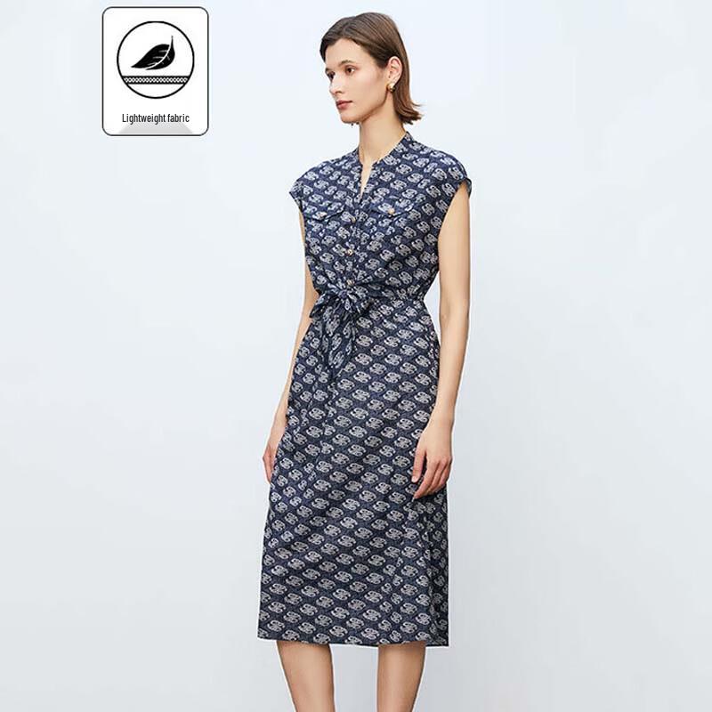 

JESSIE Women s Scissor Collar Tie-Waist Printed Midi Dress M