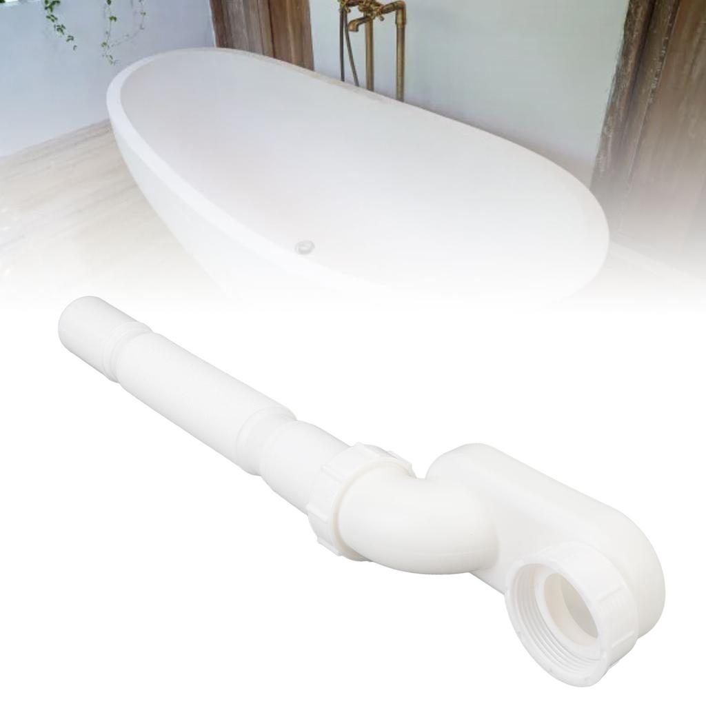 Bathtub Shower Drain Pipe PVC 1 1/2 P Type Expandable Odor Prevention Drainage Pipe for Sinks Basins