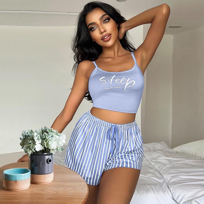 European & American Printed Camisole Shorts Set - New Style Slim-fit Sexy Home Wear