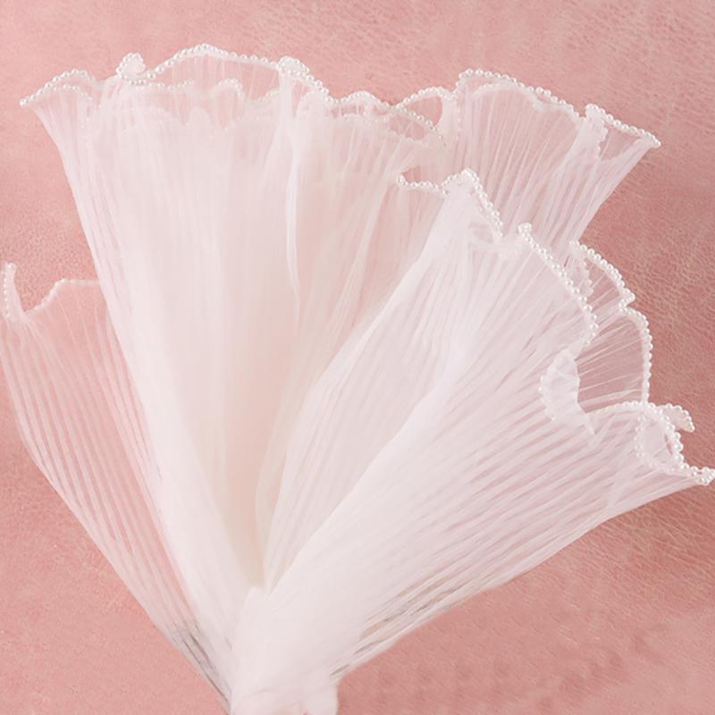 (4 Yards/bag) 28cm Wave Yarn Pearl Edge Yarn Valentine's Day Gift Flower Packaging Material Wedding Decoration Lace Handmade DIY