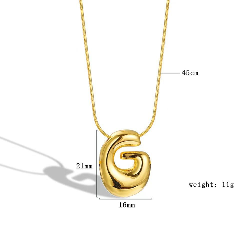 [9.30% off from 10 pieces] Balloon bubble chubby 26-letter necklace bare body simple pendant