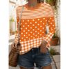 Color Block Striped Crew Neck Long Sleeve T-Shirt Slim Fit Casual Top Daily Wear