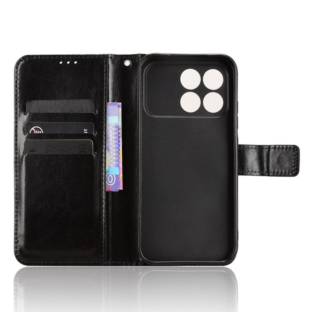 Flip Case for Xiaomi Poco F8 Pro, Crazy Horse Wallet, Black