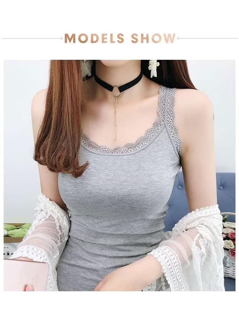 Uroi Lace Camisole Sleeveless Tank Plus Sizes Women's 3-Piece Set, Top, U-Neck,