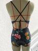 2024 Sexy Tied Corset Swimwear Women Striped Print One Piece Swimsuit Monokini Hollow Push Up Bathing Suit Beachwear