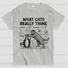 Funny Cat Physics What Cats Really Think Cotton Summer Casual Cool Loose T-Shirt