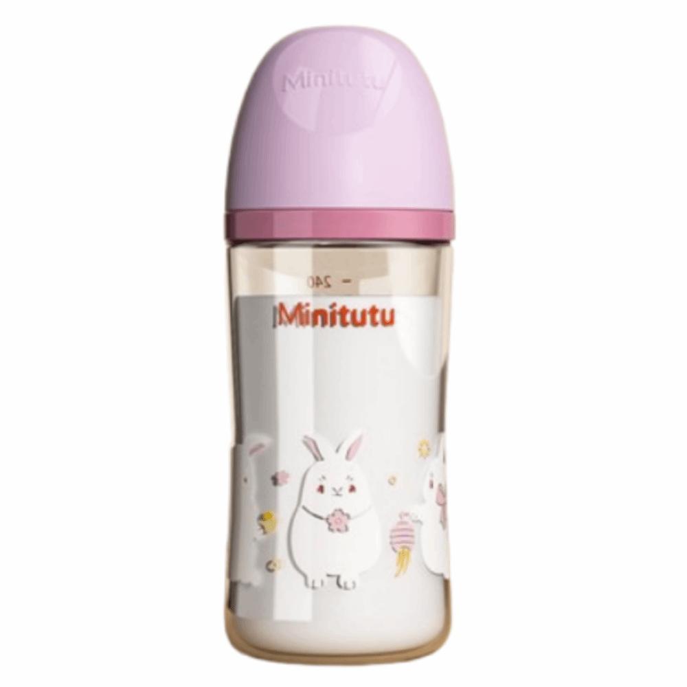 Wide Mouth Newborn Glass Bottle Rabbit Pattern Baby Milk Bottle Transparent