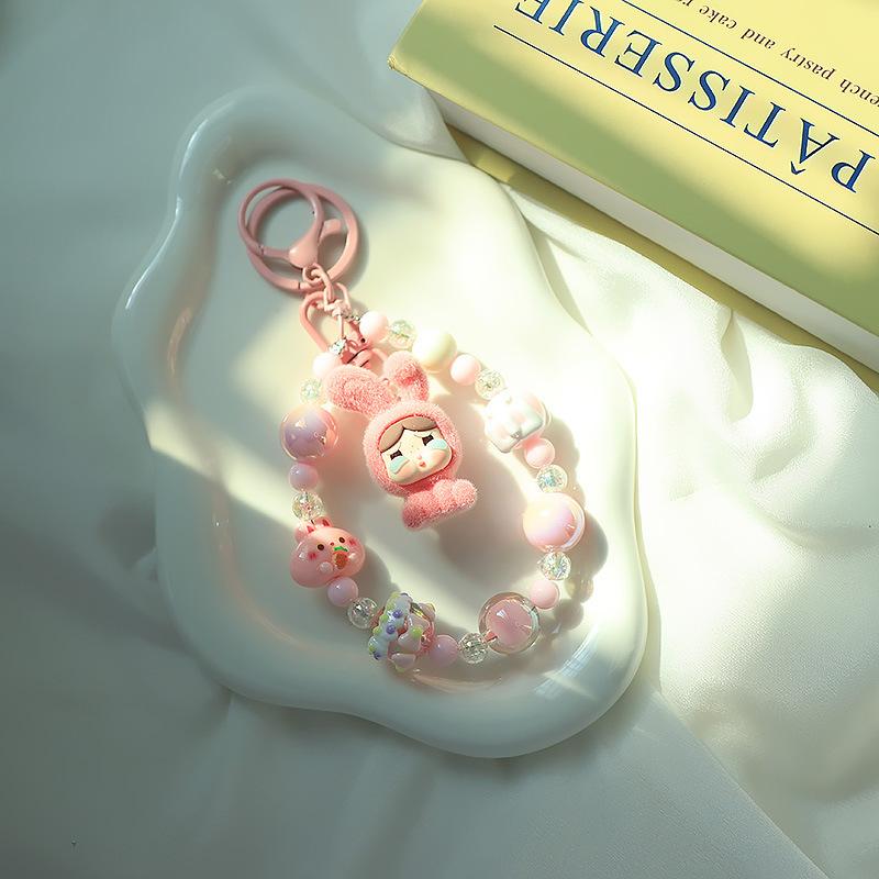 Creative Keychain Hand-painted Beaded Pendant Girl Heart Cute Backpack Bag Jewelry Pendant Gift