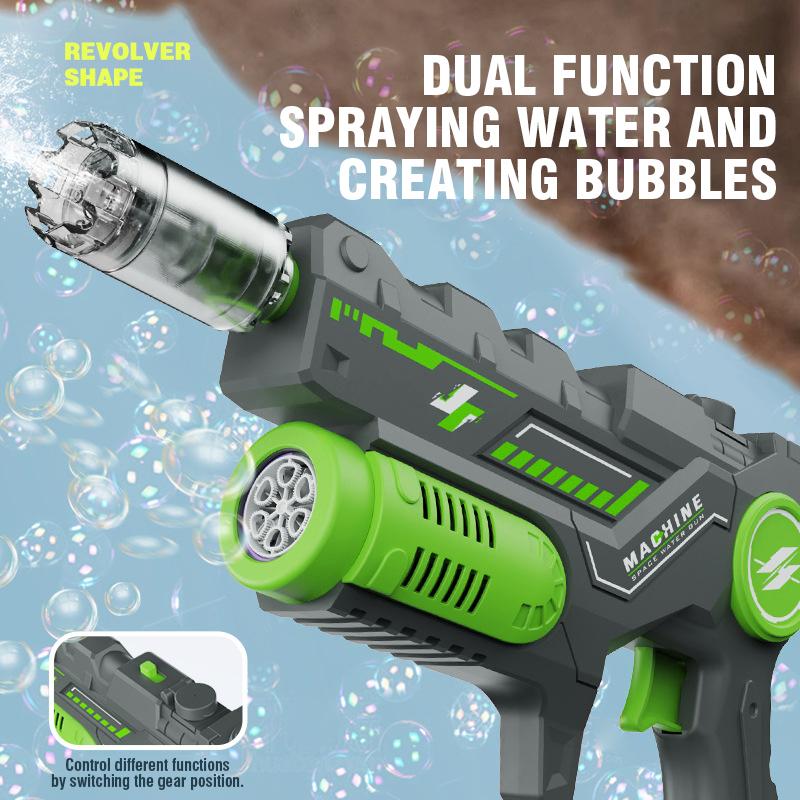 2026 Two-in-one Dual-function Electric Multi-shot Water Gun Bubbles Machine Soap Blowing Integrated Outdoor Toys for Kids Gifts