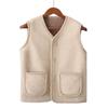 Women Autumn Winter Vest Grained Plush Vest Coat Stylish V Neck Fleece Vest Coat for Women with Double Pockets Cardigan for Wear