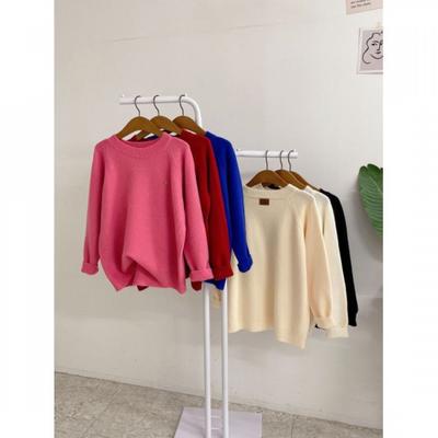 Honey J Wool Pendant Leather Patch Round Knit 6color