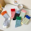 Dopamine Color-blocking Striped Mid-calf Socks Summer Thin and Trendy Socks Cotton Spring and Autumn Pile Socks