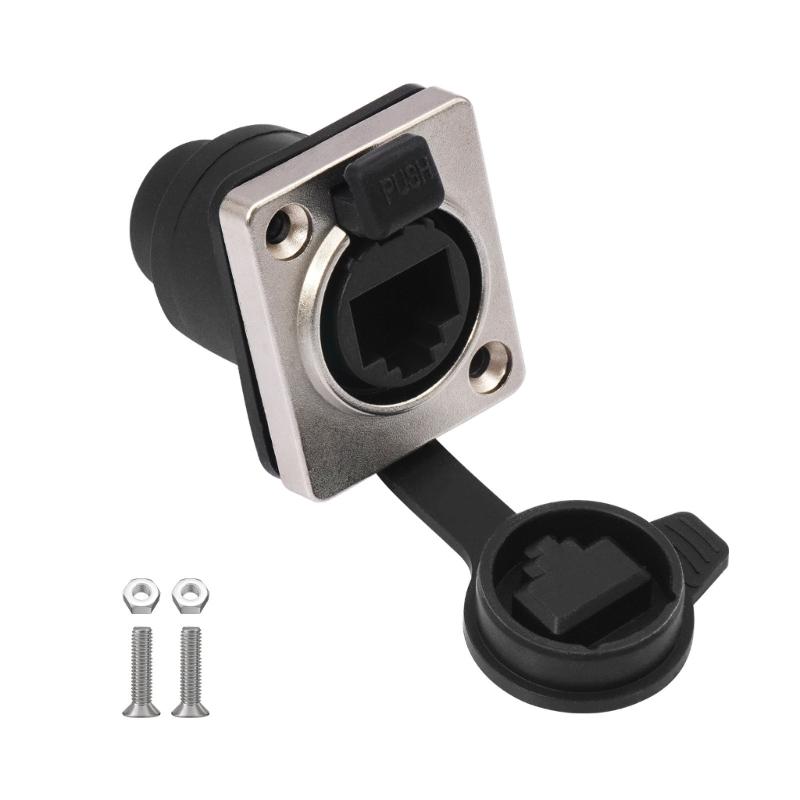 RJ45 Panel Mounted Coupler With Locking Interface 180/90 Degree Compatibles Cat5/Cat6 Cable ABS Metal