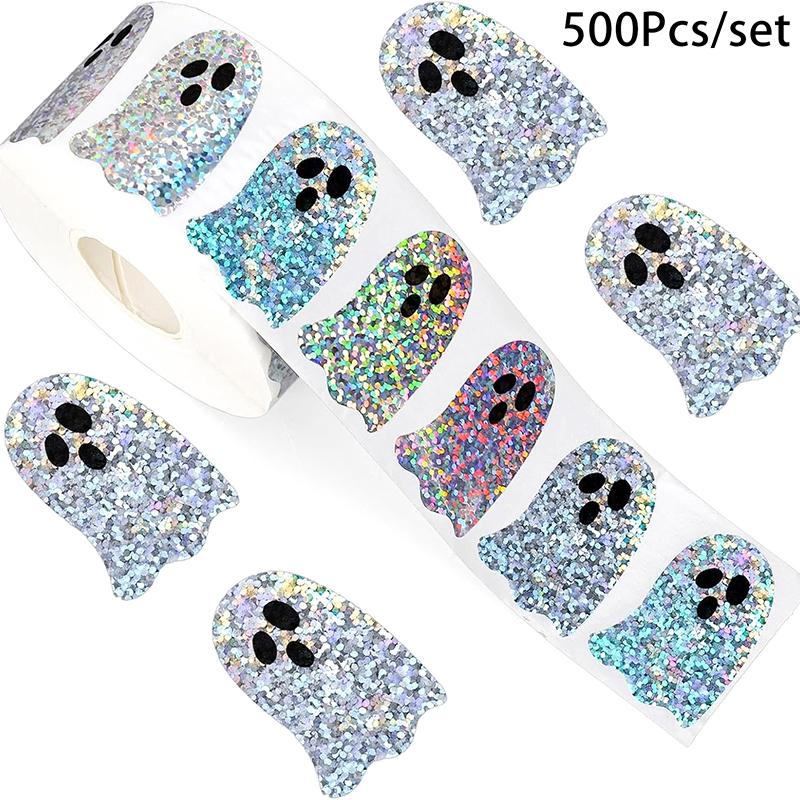 500 шт./рулон Хэллоуин Наклейки с привидениями Рулон Наклейки с привидениями Декоративные Самоклеящиеся Бумажные Наклейки Для Хэллоуин Вечеринки Сувениры