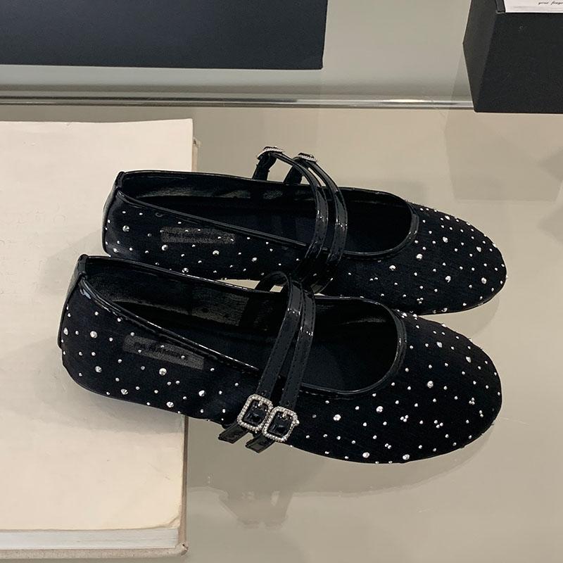 

Мода Мода Ремешок с пряжкой Женские балетки Мэри Джейн Туфли Круглый носок Женская неглубокая обувь Сетчатые дышащие женские балетки с туфлями 35 чёрный